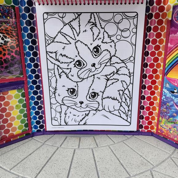 Lisa Frank Vibrant Multicolor Tikanni Wolf Art Activity Tri Fold Binder Set - Picture 10 of 13